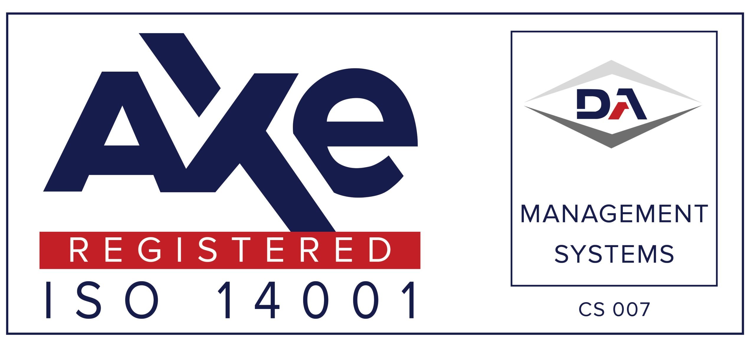Logo certificazione ISO 14001 per gestione ambientale nei lavori tecnici