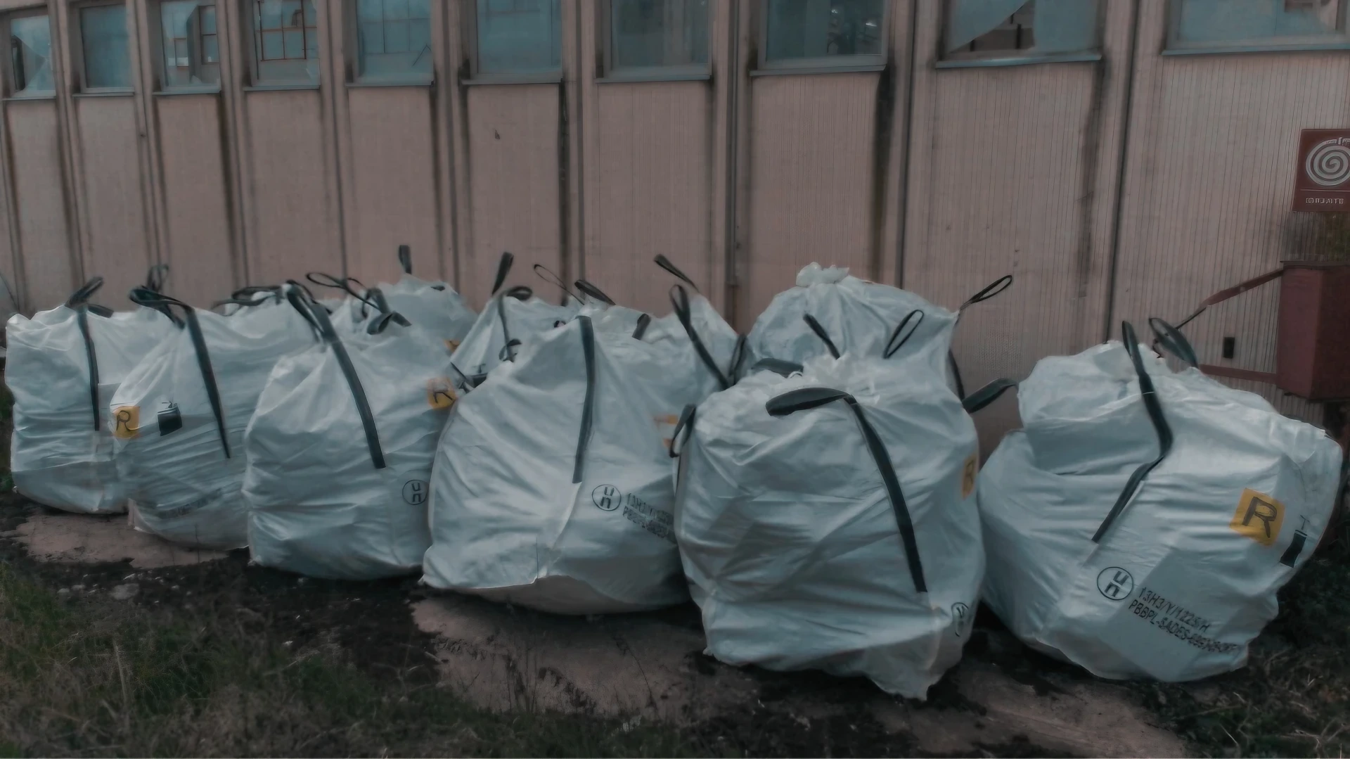 Sacchi big bag per smaltimento amianto o materiali pericolosi in cantiere, bonifica.